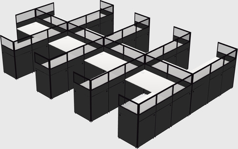 Shared l-shaped cubicle