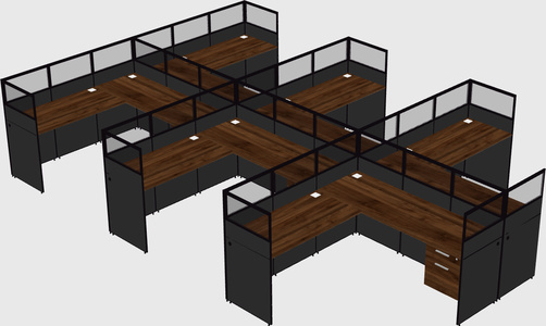 Shared l-shaped cubicle