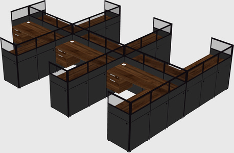 Shared l-shaped cubicle