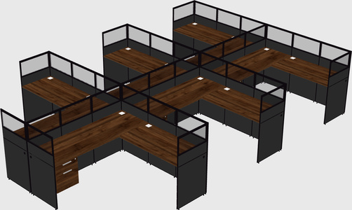 Shared l-shaped cubicle