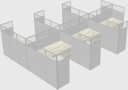 Shared l-shaped cubicle