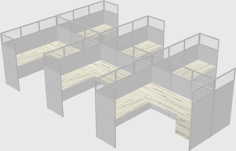 Shared l-shaped cubicle