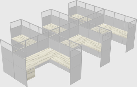Shared l-shaped cubicle