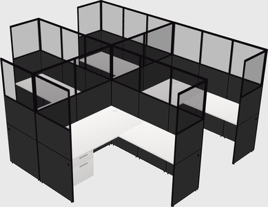 Shared l-shaped cubicle