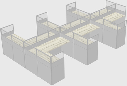 Shared l-shaped cubicle