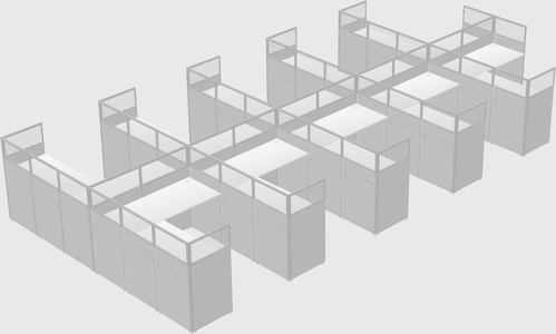 Shared l-shaped cubicle