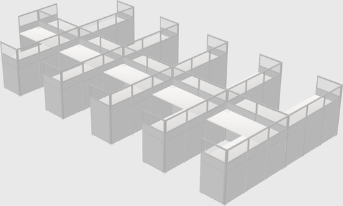 Shared l-shaped cubicle