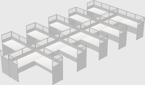 Shared l-shaped cubicle