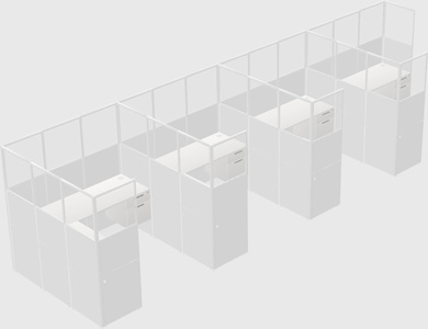 Shared l-shaped cubicle