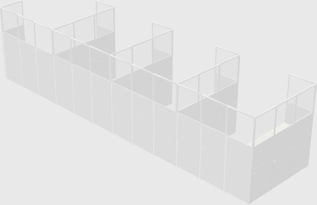 Shared l-shaped cubicle