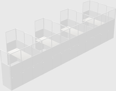Shared l-shaped cubicle