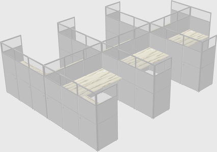 Shared l-shaped cubicle
