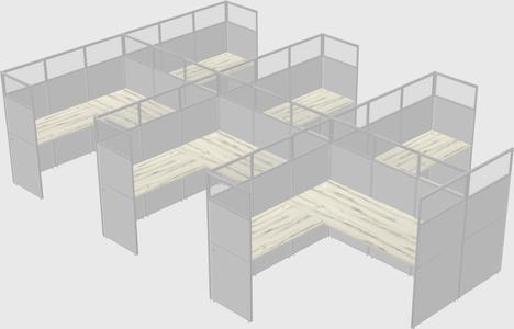 Shared l-shaped cubicle