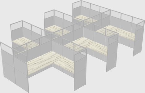 Shared l-shaped cubicle