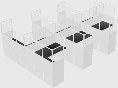 Shared l-shaped cubicle
