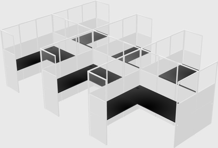 Shared l-shaped cubicle