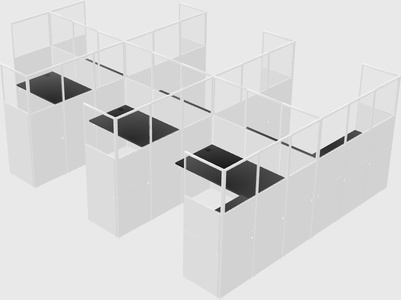 Shared l-shaped cubicle