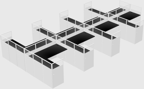 Shared l-shaped cubicle