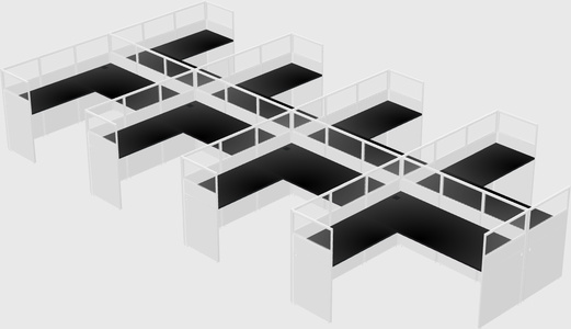 Shared l-shaped cubicle