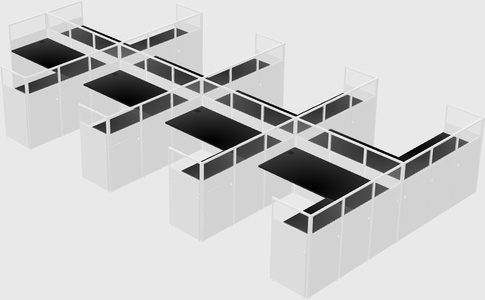 Shared l-shaped cubicle