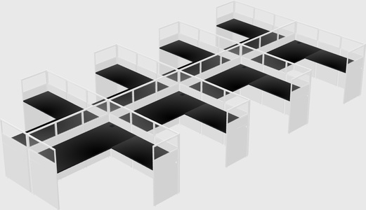 Shared l-shaped cubicle