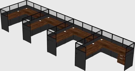 Shared l-shaped cubicle