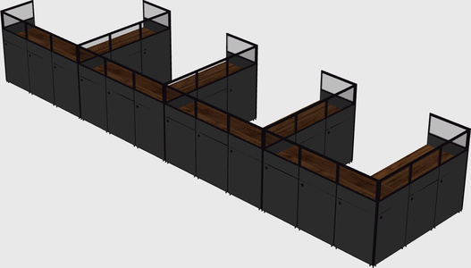 Shared l-shaped cubicle