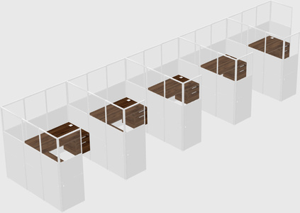 Shared l-shaped cubicle