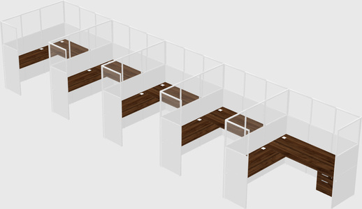 Shared l-shaped cubicle