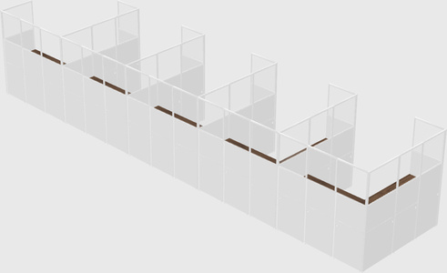 Shared l-shaped cubicle