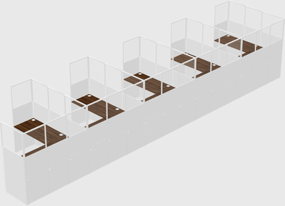 Shared l-shaped cubicle