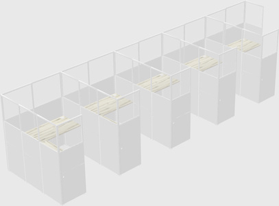 Shared l-shaped cubicle