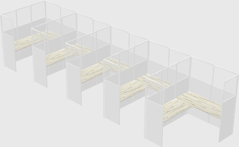 Shared l-shaped cubicle