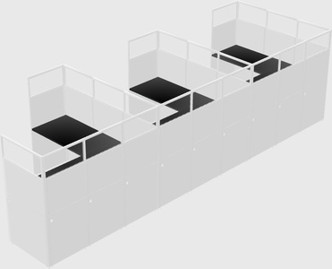 Shared l-shaped cubicle