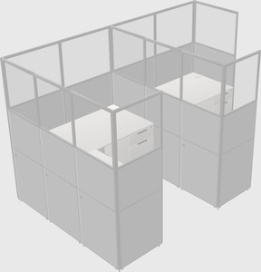 Shared l-shaped cubicle