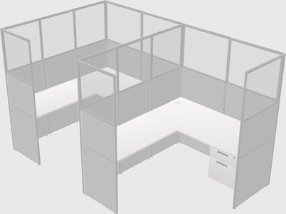 Shared l-shaped cubicle