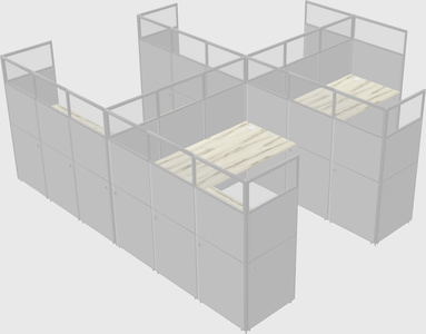 Shared l-shaped cubicle