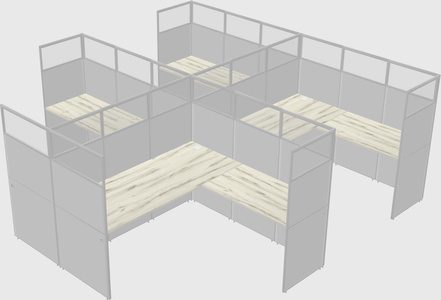 Shared l-shaped cubicle