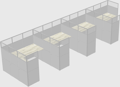 Shared l-shaped cubicle