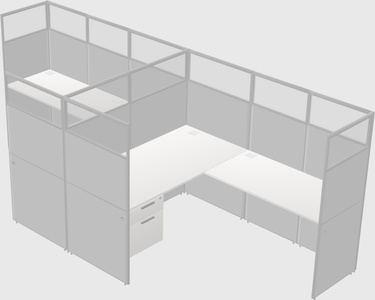 Shared l-shaped cubicle