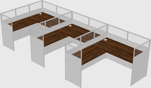 Shared l-shaped cubicle