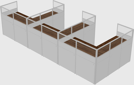 Shared l-shaped cubicle