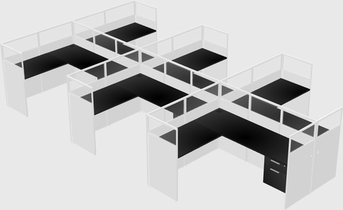 Shared l-shaped cubicle