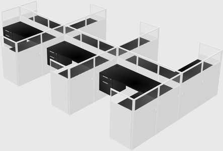 Shared l-shaped cubicle