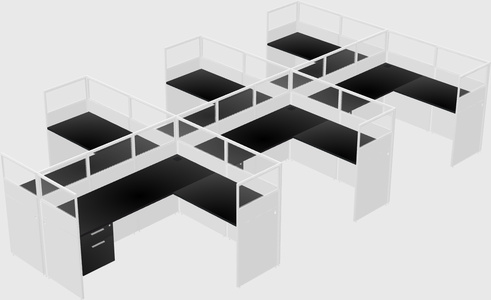 Shared l-shaped cubicle
