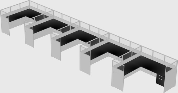Shared l-shaped cubicle