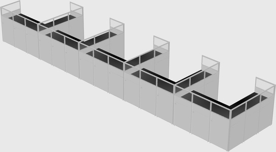 Shared l-shaped cubicle
