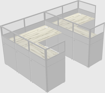 Shared l-shaped cubicle