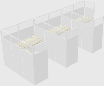 Shared l-shaped cubicle