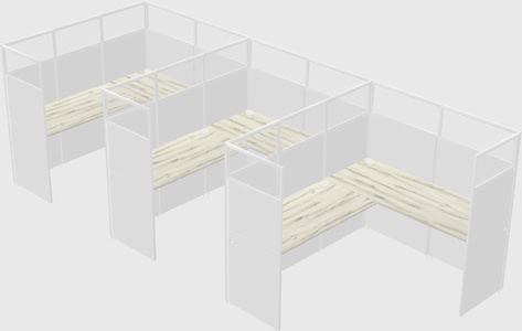 Shared l-shaped cubicle